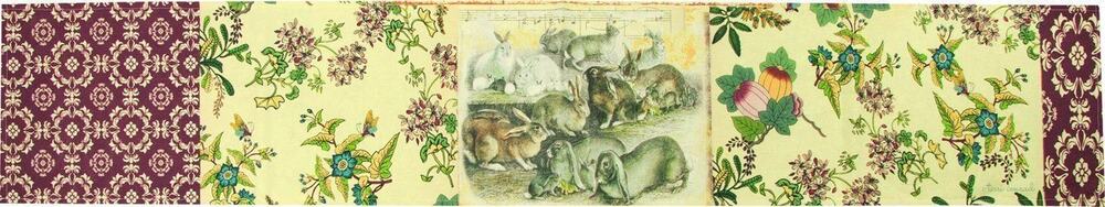 Manual Woodworkers Bunnies Rabbit Field Day 4 Seasons Table Runner Tan 72"